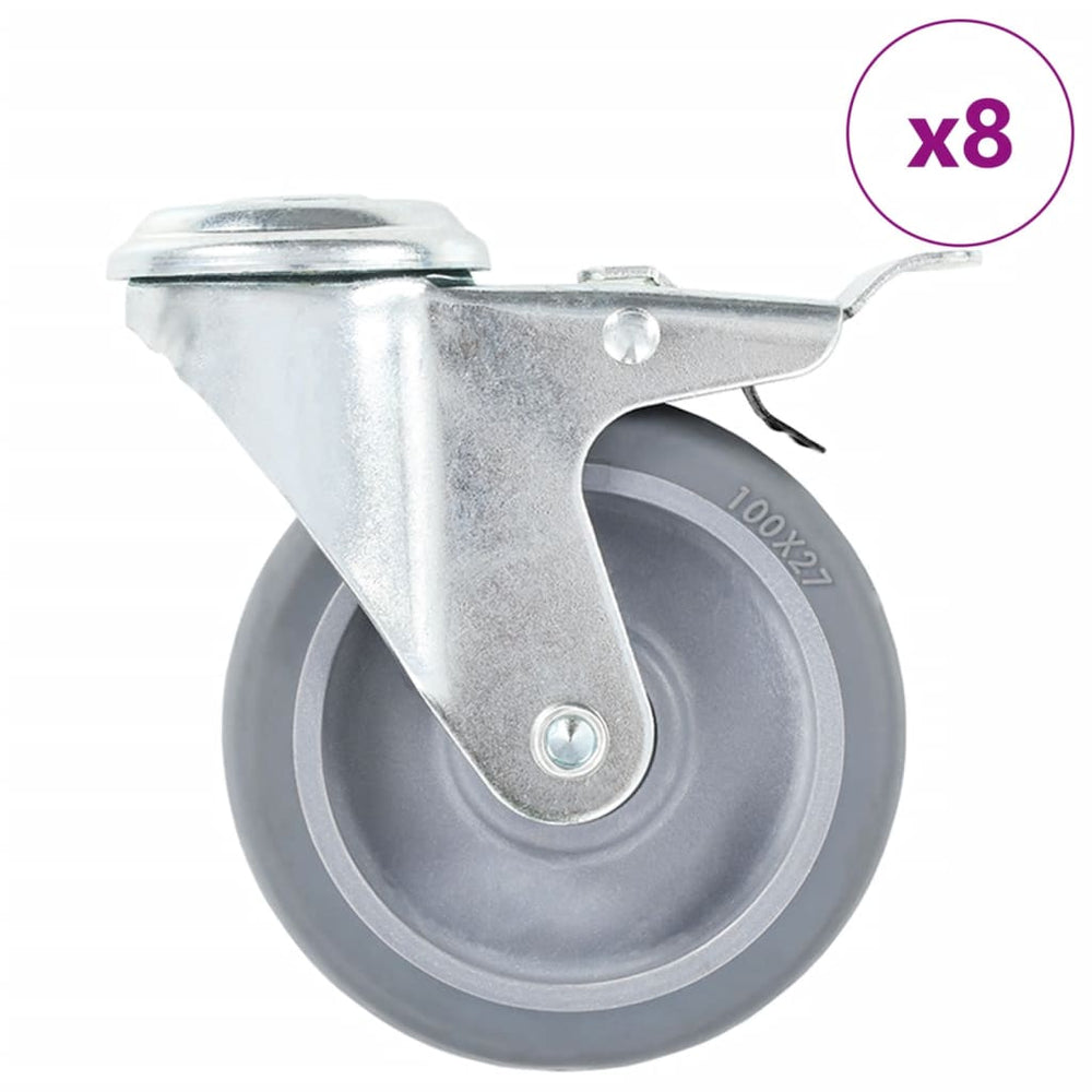vidaXL 8 roulettes pivotantes à trou central 100 mm