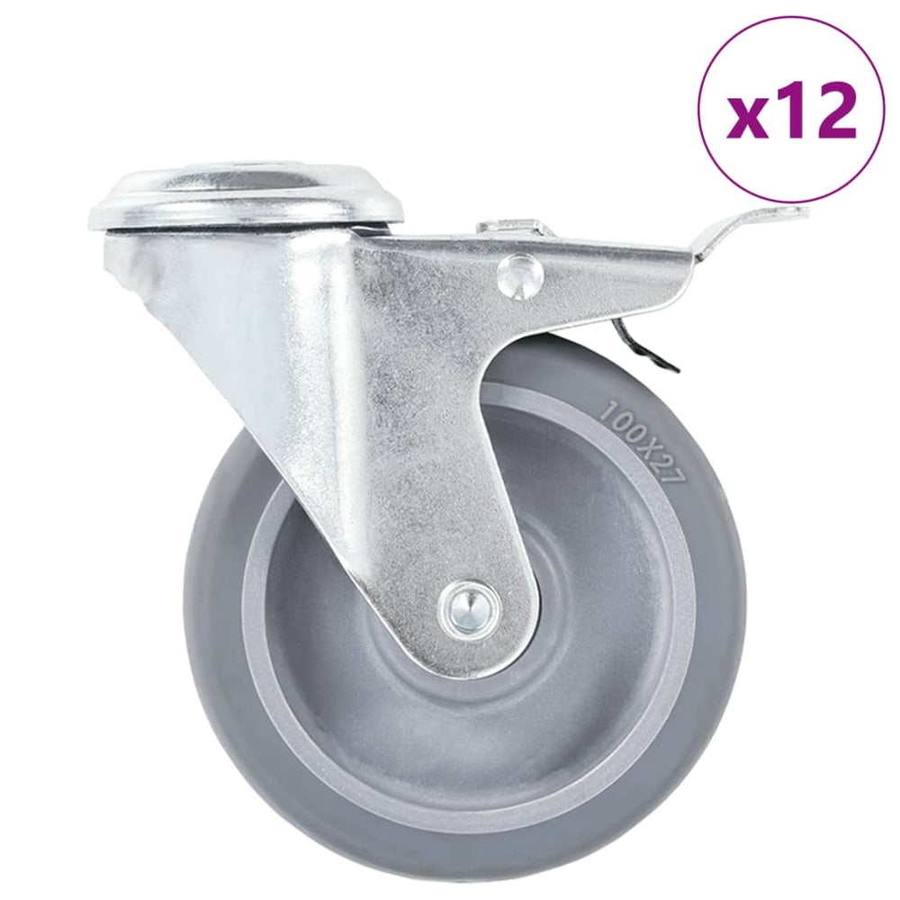 vidaXL 12 roulettes pivotantes avec trou de fixation arrière 100 mm