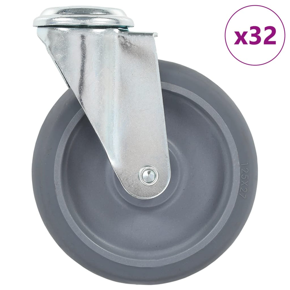 vidaXL 32 roulettes pivotantes à trou de boulon 125 mm