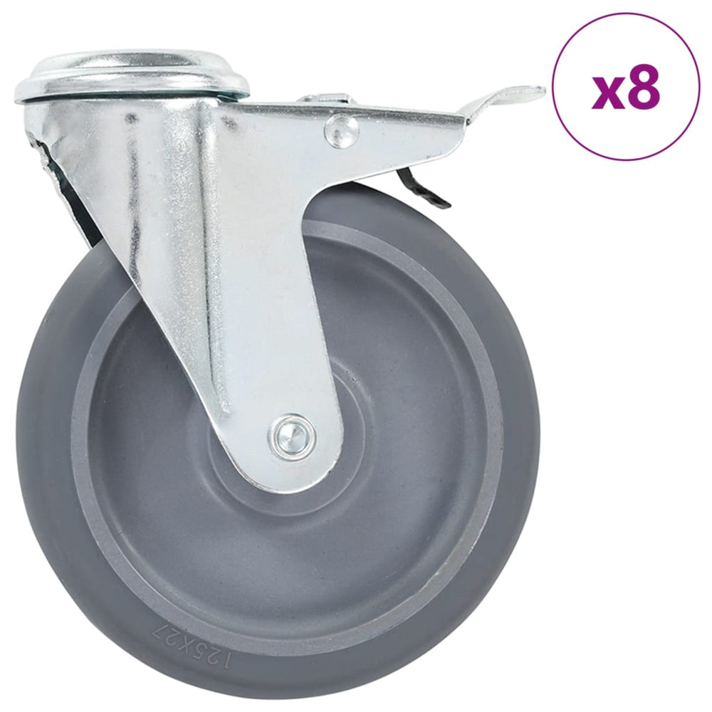 vidaXL 8 roulettes pivotantes avec trou de fixation arrière 125 mm