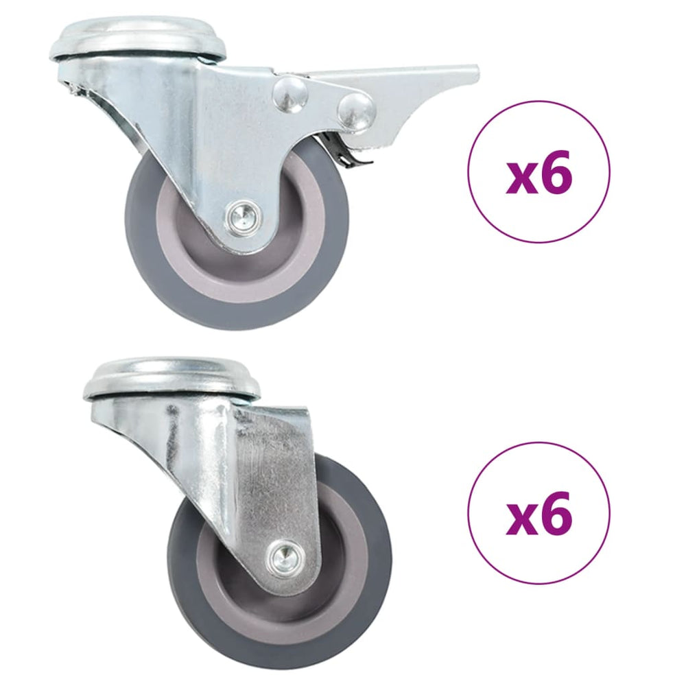 vidaXL 12 roulettes pivotantes avec trou arrière 50 mm