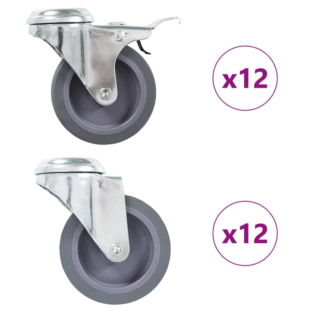 vidaXL 24 Roulettes pivotantes avec trou arrière 75 mm