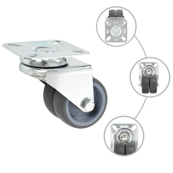 vidaXL 32 roulettes doubles pivotantes 50 mm
