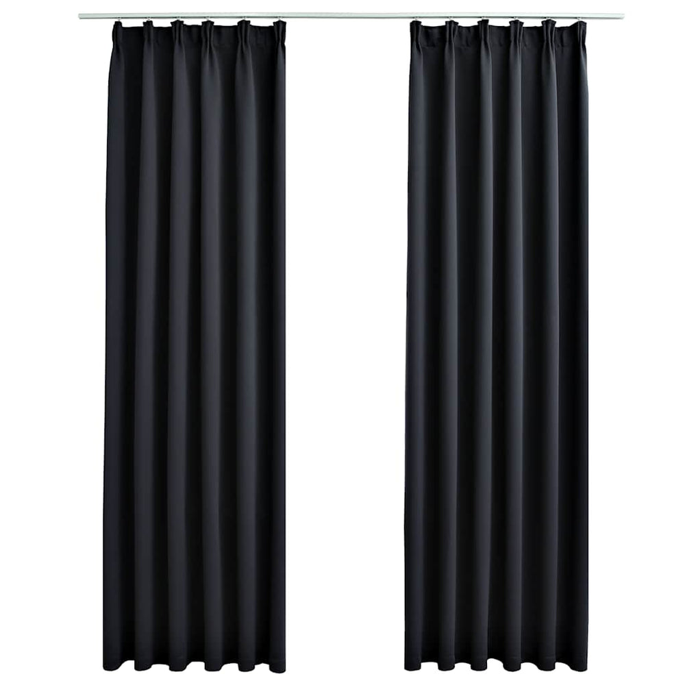 Verdunkelungsvorhänge mit Haken 2 Stk. Schwarz 140x225cm