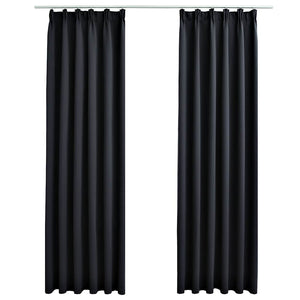 Verdunkelungsvorhänge mit Haken 2 Stk. Schwarz 140x225cm