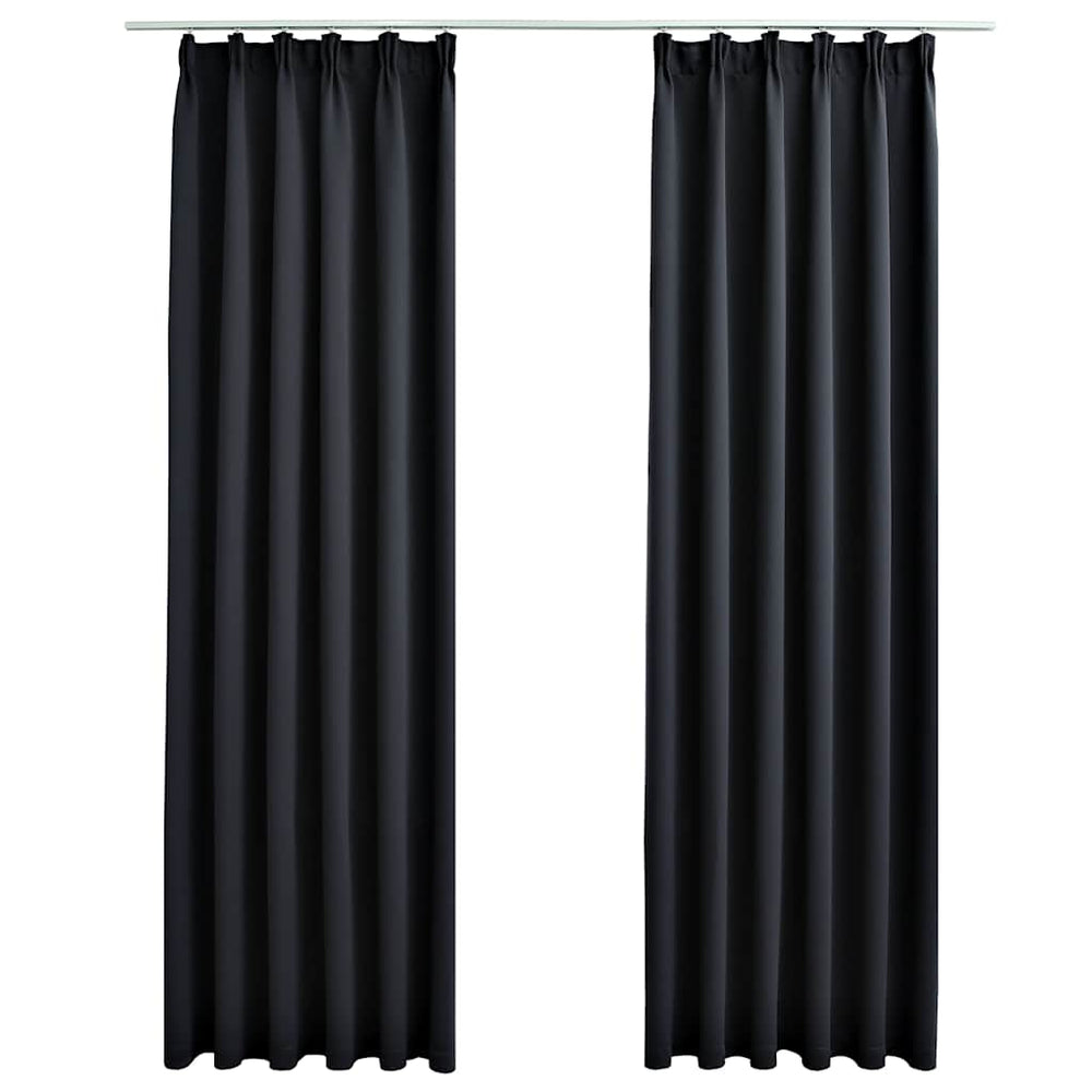 Verdunkelungsvorhänge mit Haken 2 Stk. Schwarz 140x245cm