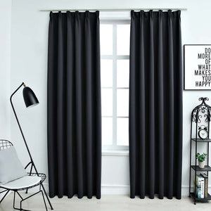 Verdunkelungsvorhänge mit Haken 2 Stk. Schwarz 140x245cm
