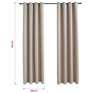 Verdunkelungsvorhänge mit Metallösen 2 Stk. Beige 140x175 cm