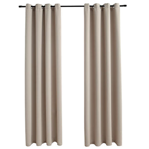 Verdunkelungsvorhänge mit Metallösen 2 Stk. Beige 140x245 cm