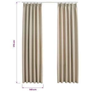 Verdunkelungsvorhänge mit Haken 2 Stk. Beige 140x175cm