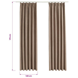 Verdunkelungsvorhänge mit Haken 2 Stk. Taupe 140x175 cm