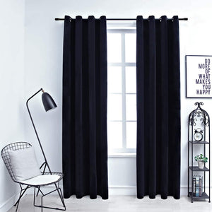Verdunkelungsvorhänge mit Ösen 2 Stk. Samt Schwarz 140x175 cm