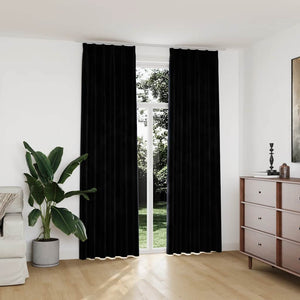 Verdunkelungsvorhänge mit Haken 2 Stk. Samt Schwarz 140x245 cm