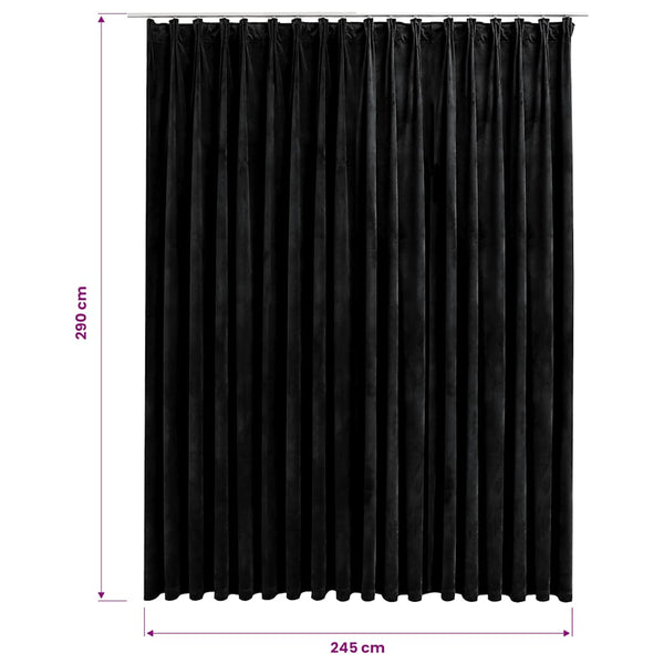 Verdunkelungsvorhang mit Haken Samt Schwarz 290 x 245 cm