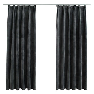 vidaXL Rideaux occultants avec crochets 2 pcs Velours anthracite 140x175 cm