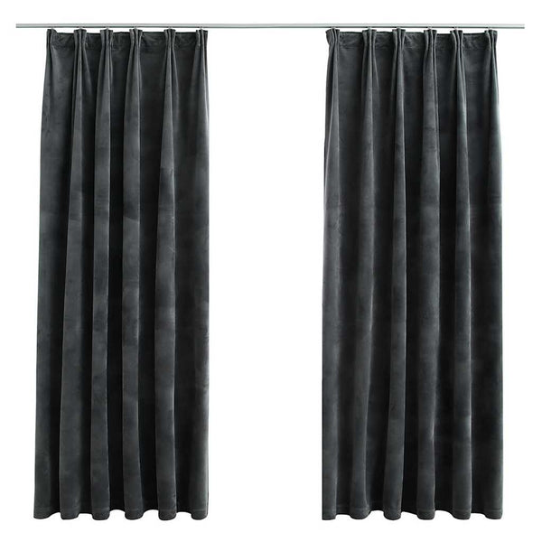 vidaXL Rideaux occultants avec crochets 2 pcs Velours anthracite 140x175 cm