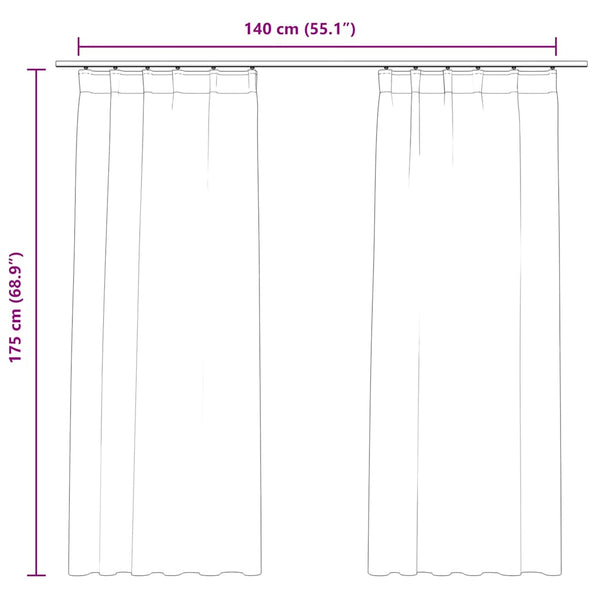 vidaXL Rideaux occultants avec crochets 2 pcs Velours anthracite 140x175 cm