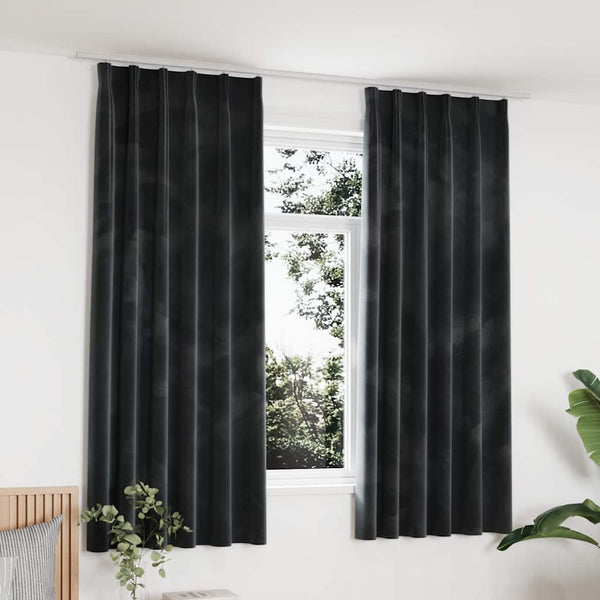 vidaXL Rideaux occultants avec crochets 2 pcs Velours anthracite 140x175 cm