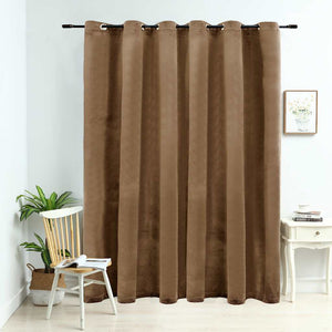 Verdunkelungsvorhang mit Metallösen Samt Beige 290 x 245 cm