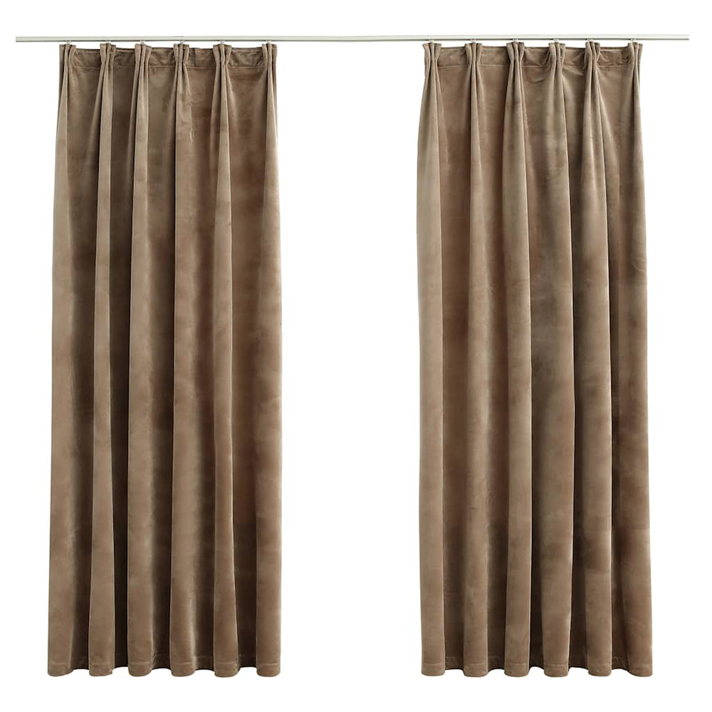 Verdunkelungsvorhänge mit Haken 2 Stk. Samt Beige 140x175cm