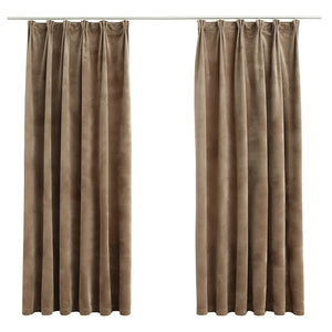 Verdunkelungsvorhänge mit Haken 2 Stk. Samt Beige 140x175cm