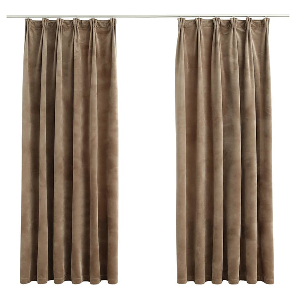 Verdunkelungsvorhänge mit Haken 2 Stk. Samt Beige 140x175cm