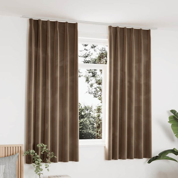 Verdunkelungsvorhänge mit Haken 2 Stk. Samt Beige 140x175cm