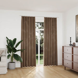 Verdunkelungsvorhänge mit Haken 2 Stk. Samt Beige 140x225 cm