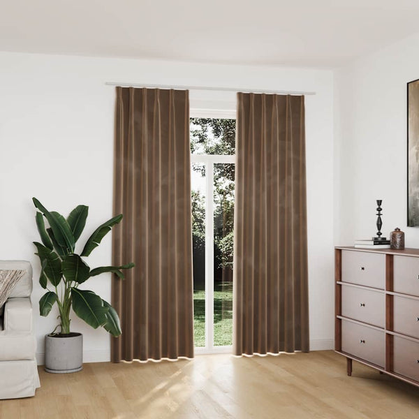 Verdunkelungsvorhänge mit Haken 2 Stk. Samt Beige 140x225 cm