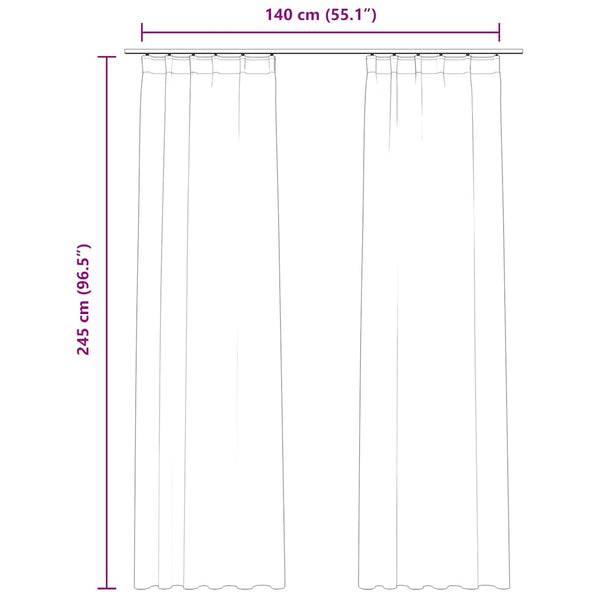 Verdunkelungsvorhänge mit Haken 2 Stk. Samt Beige 140x245 cm