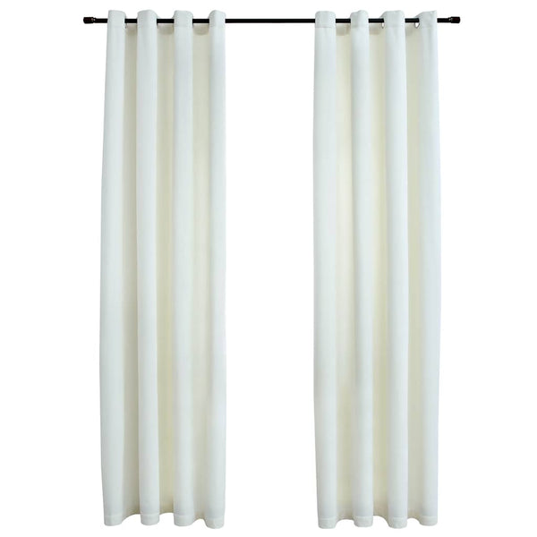 Verdunkelungsvorhänge mit Ösen 2 Stk. Samt Creme 140x245 cm