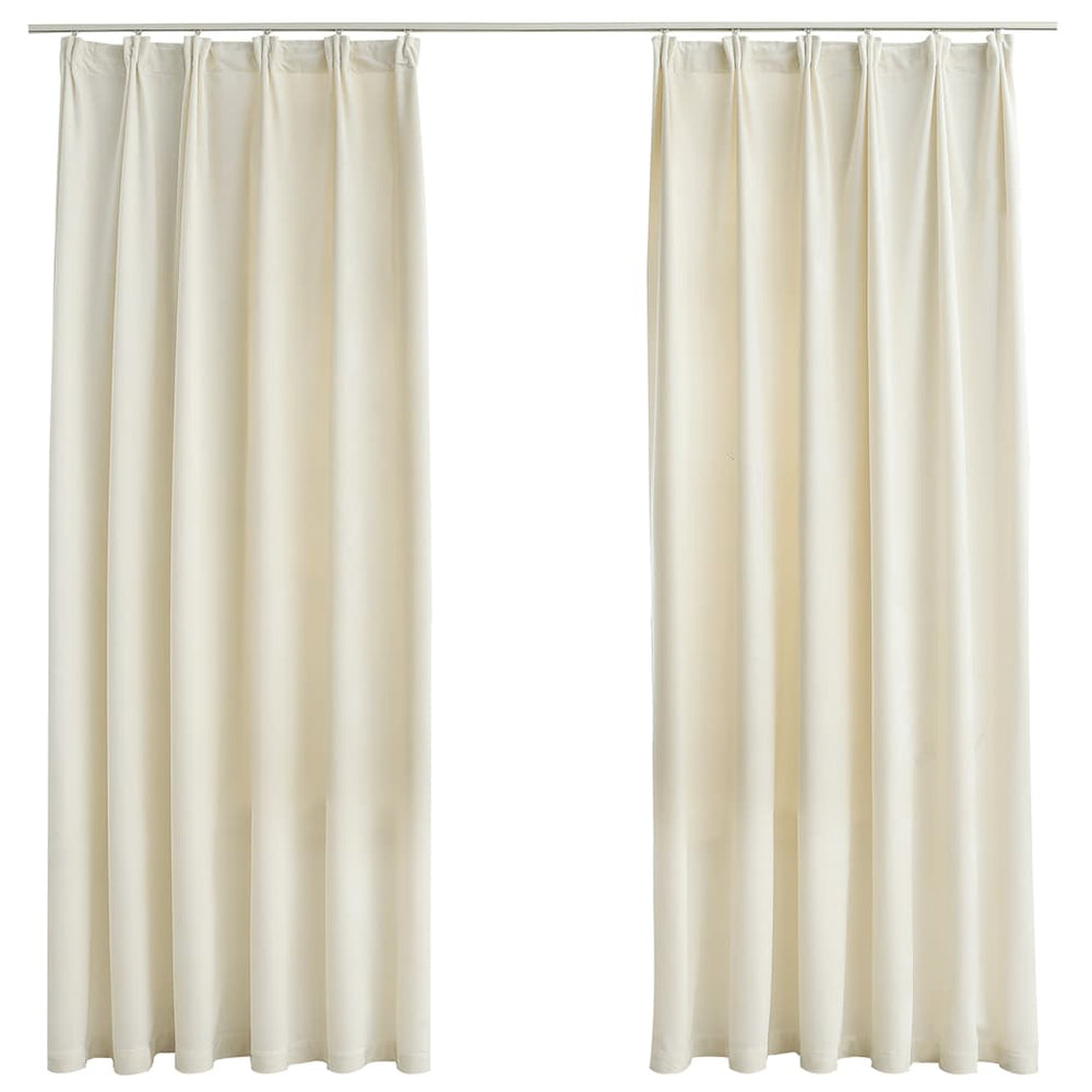 Verdunkelungsvorhänge mit Haken 2 Stk. Samt Creme 140x175cm