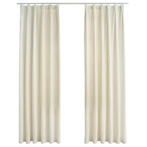 Verdunkelungsvorhänge mit Haken 2 Stk. Samt Creme 140x225cm