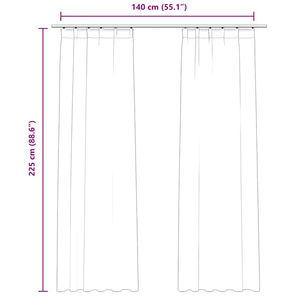 Verdunkelungsvorhänge mit Haken 2 Stk. Samt Creme 140x225cm