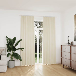 Verdunkelungsvorhänge mit Haken 2 Stk. Samt Creme 140x225cm