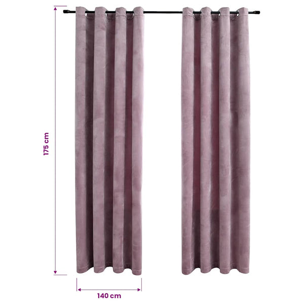Verdunkelungsvorhänge mit Ösen 2 Stk. Samt Antik-Rosa 140x175cm