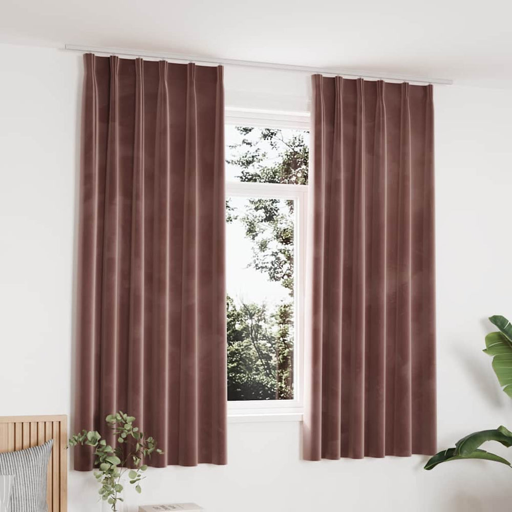Verdunkelungsvorhänge Haken 2 Stk. Samt Antik-Rosa 140x175cm