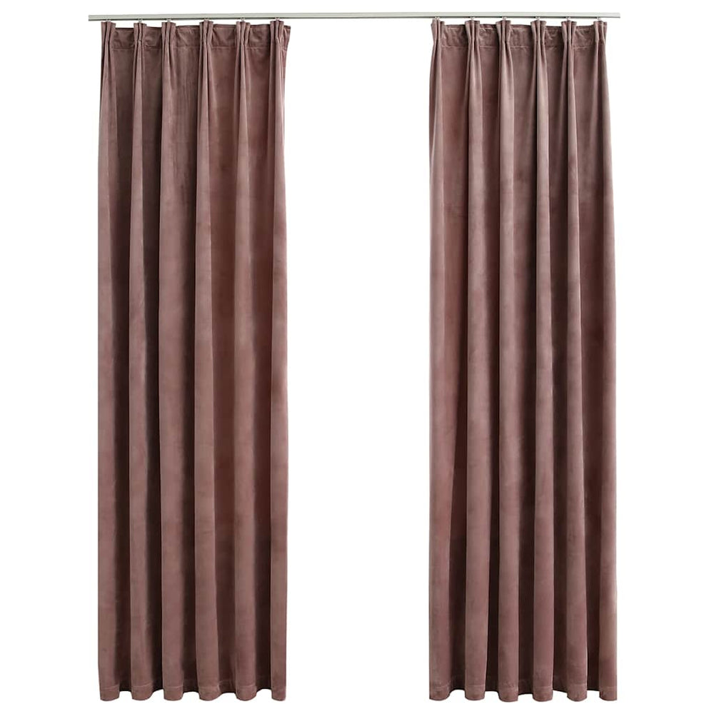 Verdunkelungsvorhänge Haken 2 Stk. Samt Antik-Rosa 140x225cm