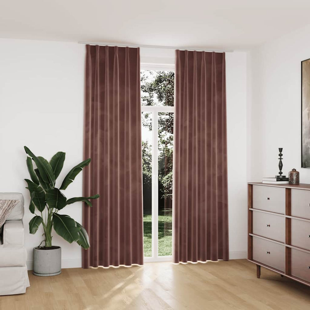 Verdunkelungsvorhänge Haken 2 Stk. Samt Antik-Rosa 140x245cm