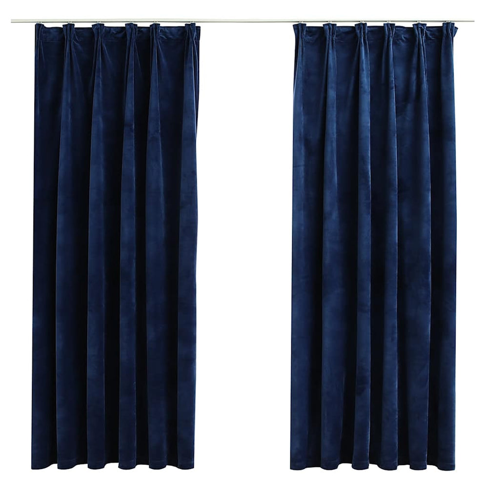 Verdunkelungsvorhänge Haken 2 Stk. Samt Dunkelblau 140x175cm