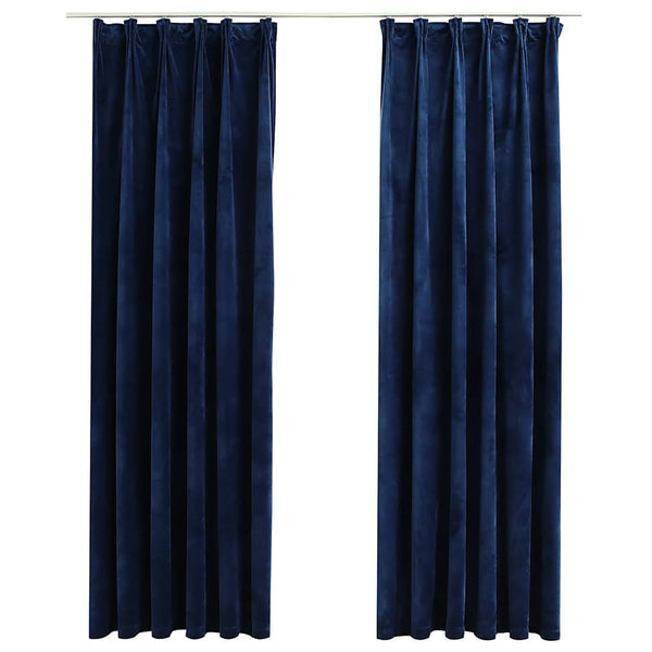Verdunkelungsvorhänge Haken 2 Stk. Samt Dunkelblau 140x225cm
