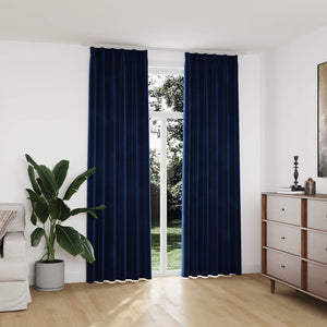 Verdunkelungsvorhänge Haken 2 Stk. Samt Dunkelblau 140x245cm