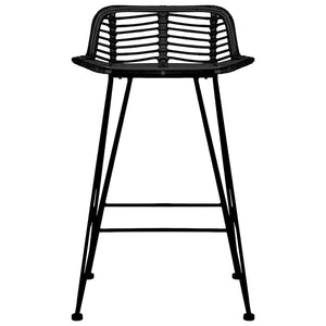 Barhocker 2 Stk. Schwarz Rattan