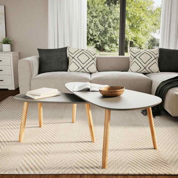 Couchtische 2 Stk. Grau Kiefer Massivholz