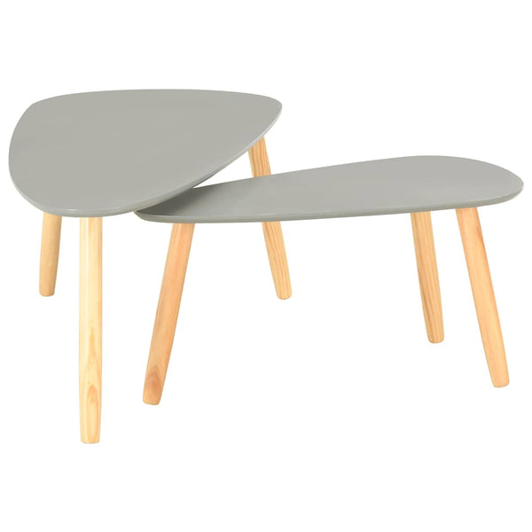 Couchtische 2 Stk. Grau Kiefer Massivholz