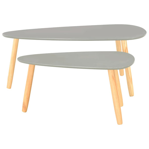 Couchtische 2 Stk. Grau Kiefer Massivholz