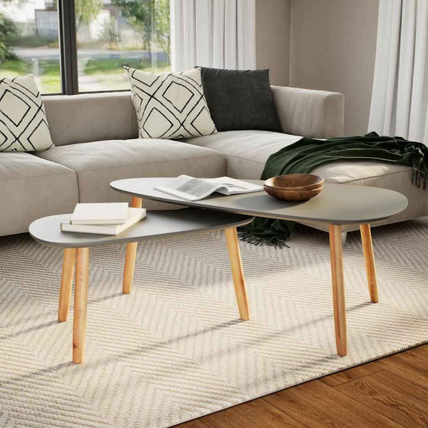 Couchtische 2 Stk. Grau Kiefer Massivholz