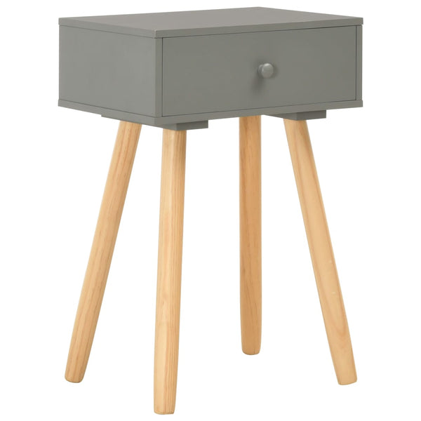 Nachttische 2 Stk. Grau Kiefer Massivholz