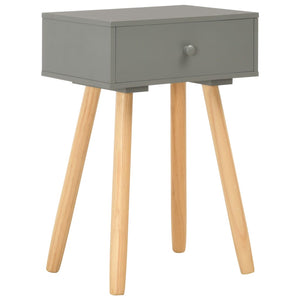 Nachttische 2 Stk. Grau Kiefer Massivholz