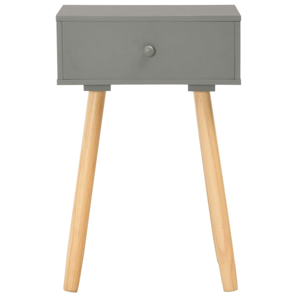 Nachttische 2 Stk. Grau Kiefer Massivholz